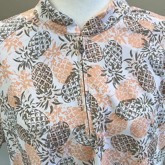 Coral Bay Women’s Golf Pineapple Print Top with cute Diamond Zipper. Size XL - Picture 2 of 9